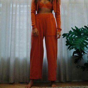 Out From Under Urban Outfitters Aubrey Wide Leg Pants Trouser Orange M
